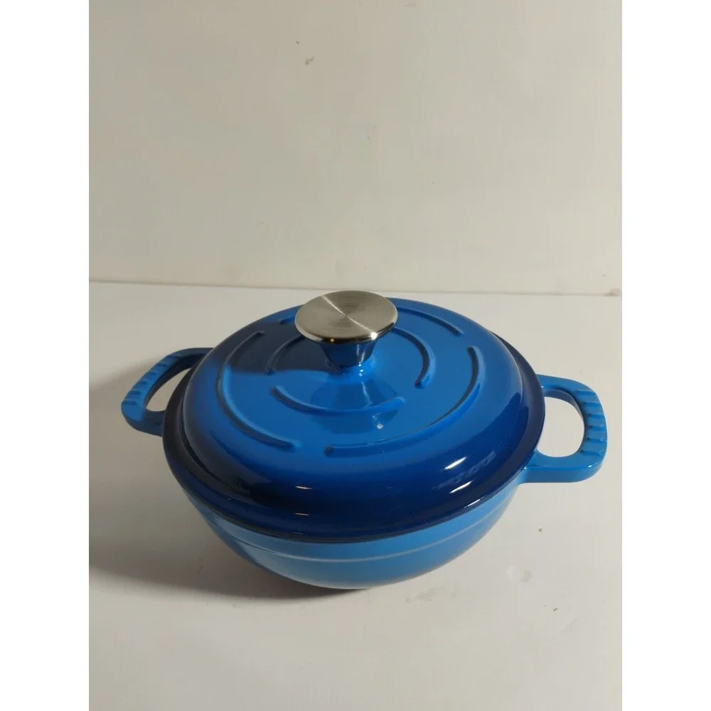 Chef Power 1QT Enameled Cast Iron Dutch Oven with Lid Blue
